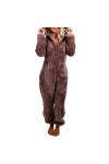 Pyjama Combinaison dhiver à Capuche pour Femmes, Pyjama Chaud en Polaire en Peluche avec Capuche vêtements Nuit pour Cadeau 