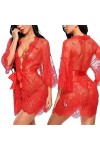 SooYoove. Lingerie Sexy. Peignoir. Transparent. Dentelles. V1. Rouge XL 