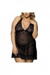 Générique 2PCS Femmes Abeille Negligee Lingerie Sexy Dentelle Plus Taille Nightwea sous-vêtements Lingerie pour Grosse Black