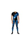 Latex 100% Caoutchouc Catsuit Hommes Bleu Marine et Noir Combinaisons Serrées