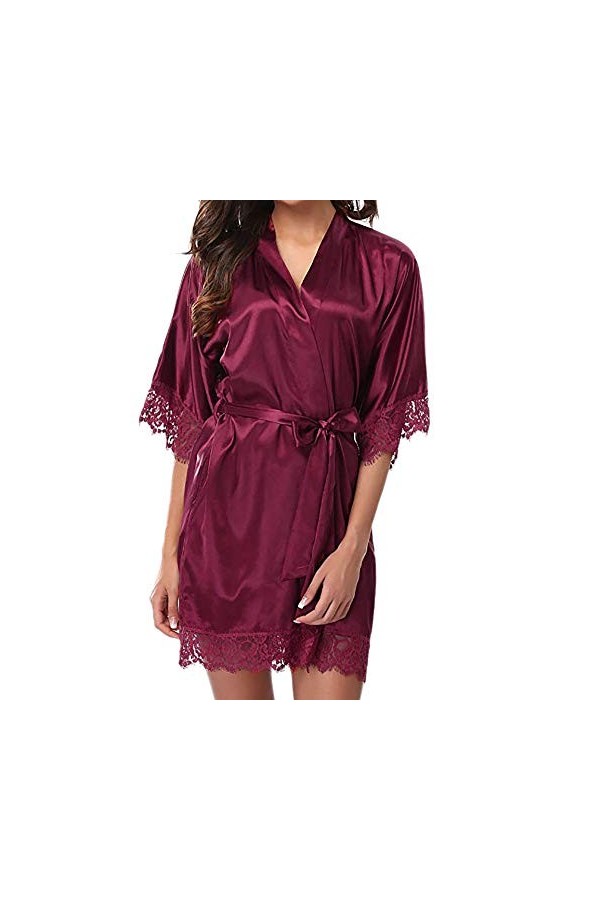 Chemise de nuit pour femme - Grande taille - Col en V - Spaghetti - Slip intégral - Vêtement de nuit - Lingerie avec détails 