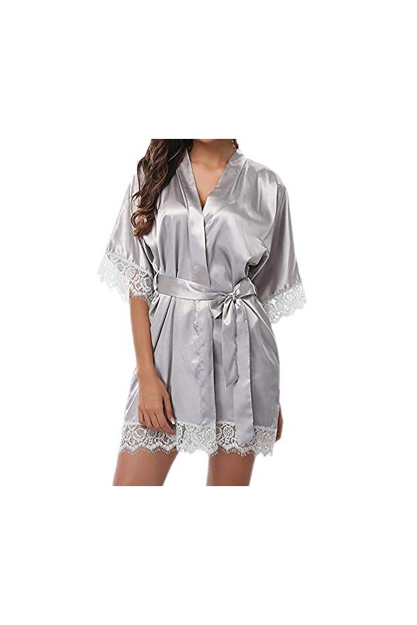 Chemise de nuit pour femme - Grande taille - Col en V - Spaghetti - Slip intégral - Vêtement de nuit - Lingerie avec détails