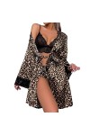 XIUH Peignoir kimono sexy en satin pour femme - Sans fil - Sexy - Sans fil - Robe de nuit sexy, Or G, M