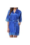 Peignoir confortable à manches mi-longues pour femme Bleu XL