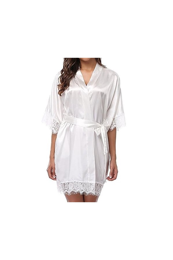 Peignoir confortable à manches mi-longues pour femme Bleu XL