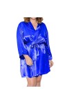 KaloryWee Pyjama Robe Femme Peignoir Kimono Lingerie Sexy Dentelle Fausse Soie Grand Taille Nuisette Vêtement De Nuit Robe De