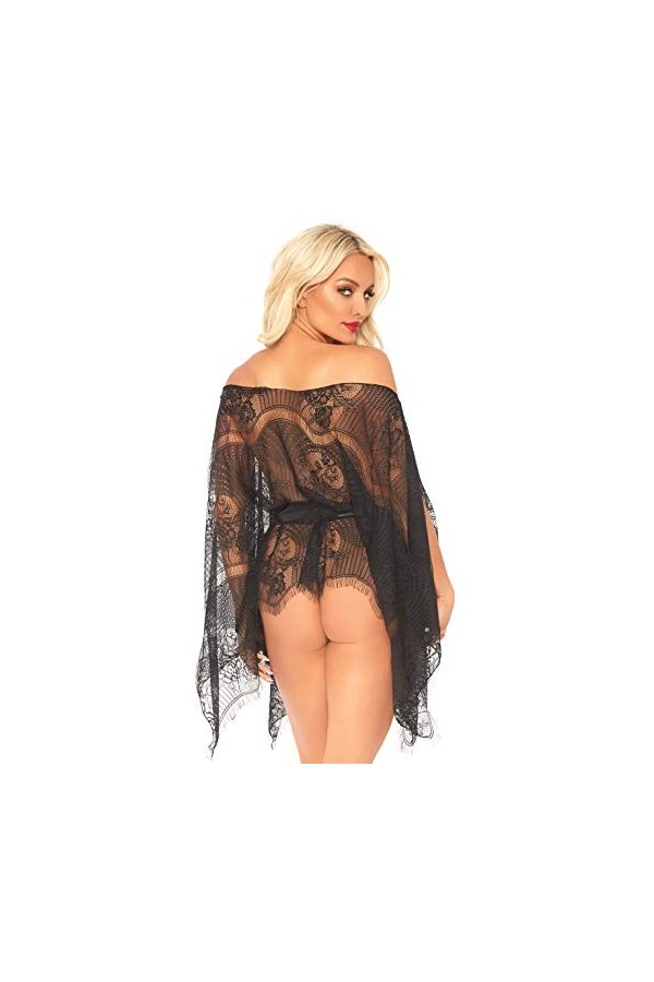 Leg Avenue 86104 Long Déshabillé/String en Dentelle Noir Taille Unique EUR 34-38