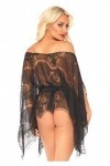 Leg Avenue 86104 Long Déshabillé/String en Dentelle Noir Taille Unique EUR 34-38