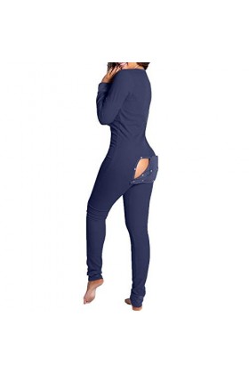 Mashaouyo Une Pièce Pyjama À Rabat Combinaison Fonctionnelle Femmes, Pyjama Boutonné Adultes Barboteuses Vêtements De Nuit Ju