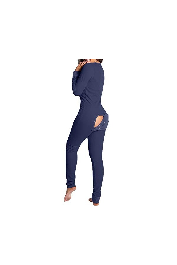 Mashaouyo Une Pièce Pyjama À Rabat Combinaison Fonctionnelle Femmes, Pyjama Boutonné Adultes Barboteuses Vêtements De Nuit Ju