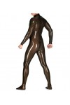 Sexy Uniforme Catsuit Costume Latex Gummi Café 0.4mm