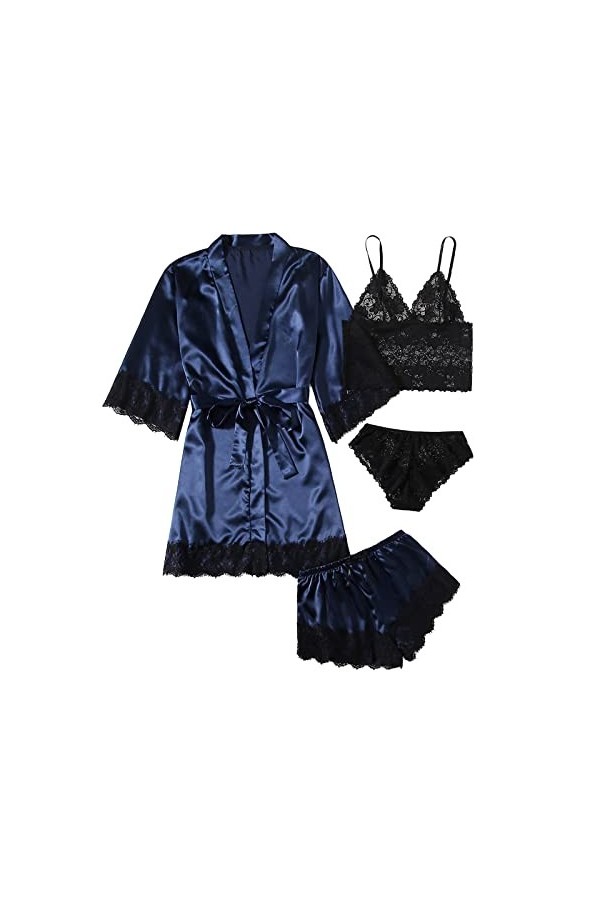 Chemise de nuit pour femme - Col en V - Sous-robe - Lingerie sexy - Bandoulière réglable - Pyjama - Peignoir de bain - Vêteme