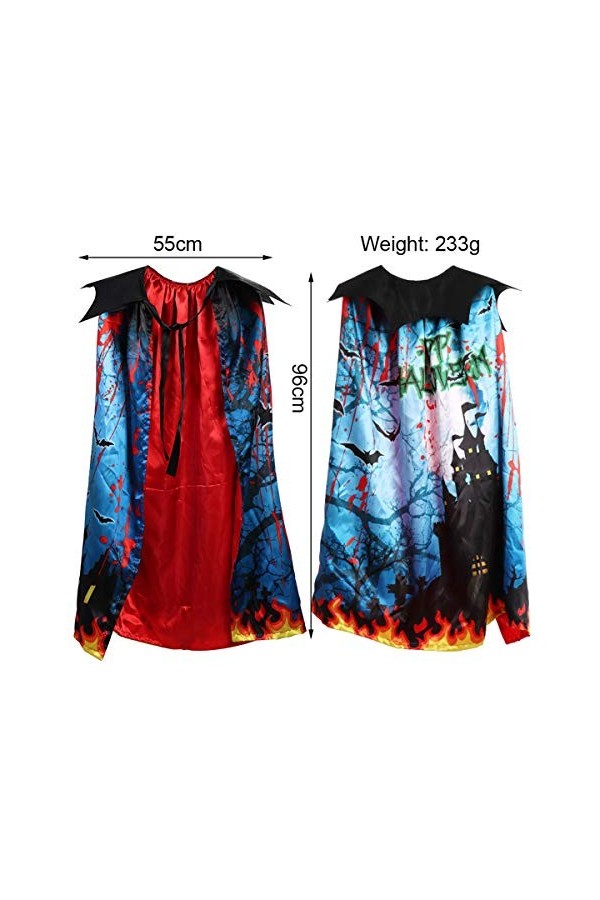 SOONHUA Cape de Velours à Capuche pour Enfants Halloween Cape Fantaisie de Noël Cape Double Couche pour Enfants de 5 à 14 Ans