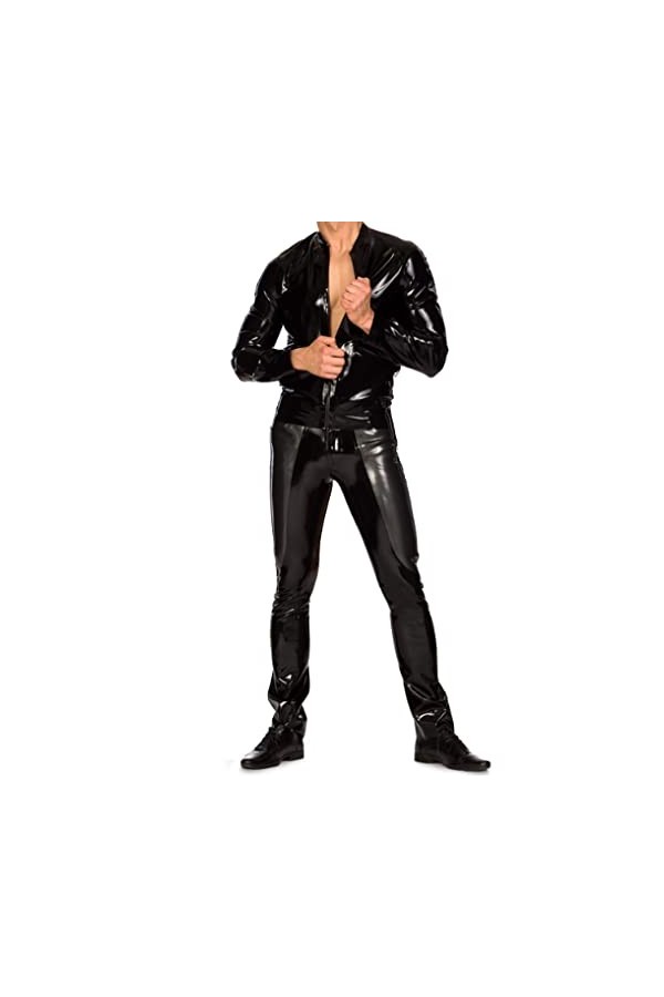 Catsuit en caoutchouc Latex hommes noir haut et pantalon uniforme costume