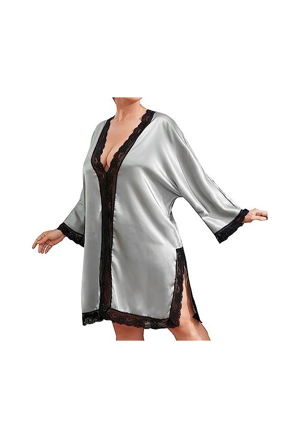 Necalisi peignoir de bain femme gris Kimono Bridesmaid Peignoir Satin Femme Peignoir Mariage Manche Courte Peignoir Bridesmai