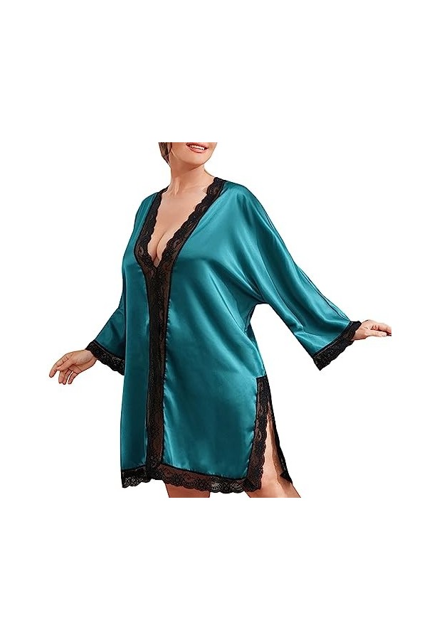 Necalisi peignoir de bain femme gris Kimono Bridesmaid Peignoir Satin Femme Peignoir Mariage Manche Courte Peignoir Bridesmai