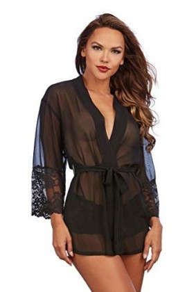 Dreamgirl Peignoir/Panty Couleur Noir Taille XL