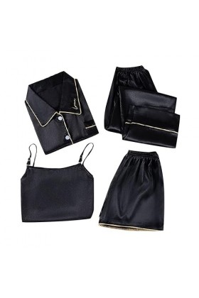 Lot de 4 chemises de nuit sexy à col rond pour femme - Pyjama - Robe de nuit - Poupée - Nuisette à bretelles - Lingerie sexy 