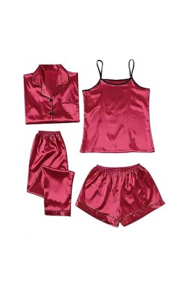 Pyjamas Femme Couleur Unie Col V Chemise de Nuit Lingerie Sexy Bandoulière Réglable Bandoulière Réglable Babydoll Bandage Rob