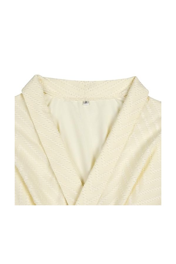 Lovehomily Robe Courte décontractée à Manches Longues en Dentelle avec Lien à la Taille et Double Couche à Volants et col en 