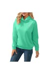 Qoier Sweat-Shirt à Capuche pour Femme - Confortable et Tendance - Couleur Unie - Printemps-Automne - Décontracté - Bleu XXL