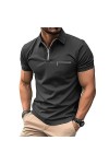 NOGRAX T-Shirt Homme Businet De Vêtements pour Hommes Summer Casual Mens Clorted Shirt Office Pocket Zipper Top T-Shirt-Brun
