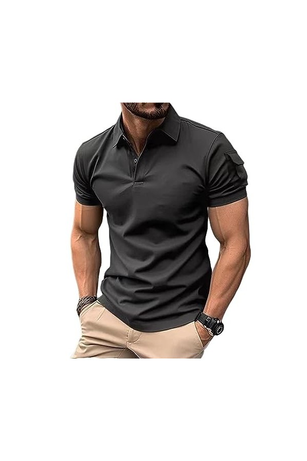 NOGRAX T-Shirt Homme Businet De Vêtements pour Hommes Summer Casual Mens Clorted Shirt Office Pocket Zipper Top T-Shirt-Brun