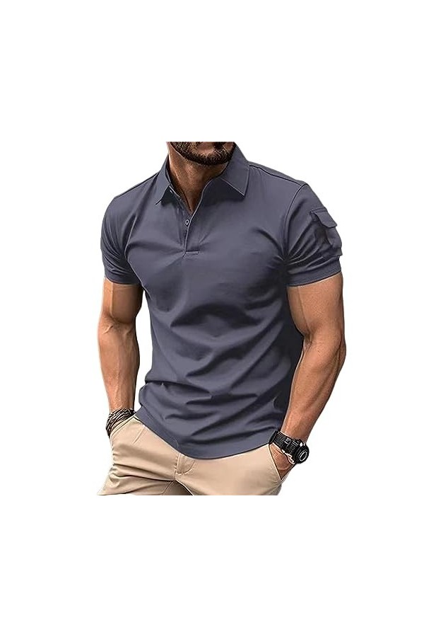 NOGRAX T-Shirt Homme Businet De Vêtements pour Hommes Summer Casual Mens Clorted Shirt Office Pocket Zipper Top T-Shirt-Brun