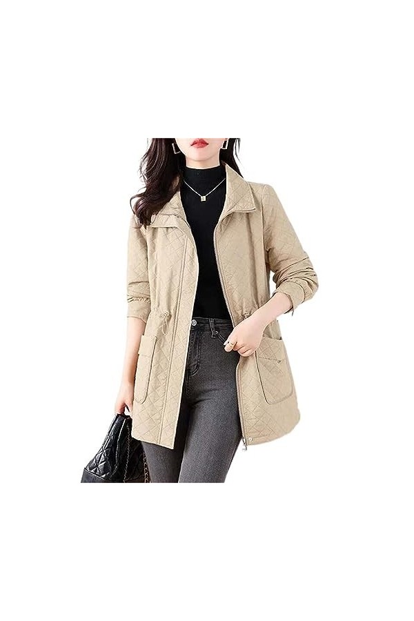JYHBHMZG Trench Printemps et Automne Femmes Fermeture éclair Coréenne à la taille Manteau Femme Coupe-vent Femme Vêtements d