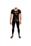 Sexy Black Short Sleeve Men 39. s Neck Entry Latex Caoutchouc Catsuit Feitsh Col Rond Personnaliser