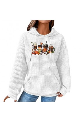 Fiorky Pull à Capuche pour Femme - Style Halloween Thanksgiving - Imprimé Citrouille - Sweat-Shirt décontracté avec Cordon de