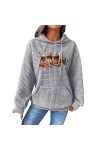 Fiorky Pull à Capuche pour Femme - Style Halloween Thanksgiving - Imprimé Citrouille - Sweat-Shirt décontracté avec Cordon de