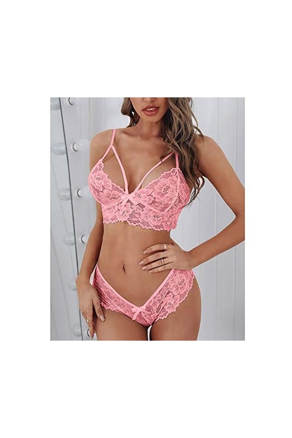 Lingerie Femme Sexy Ensemble Blanc,Soutien Gorge et Culotte Ensemble sous Vêtements Ensembles Lingerie Erothique Sexy Dentell