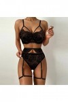 Lingerie sexy pour femme - Tenue sexy - Costume de cosplay - Dentelle rouge - Lingerie sexy - Lingerie sexy - String ouvert