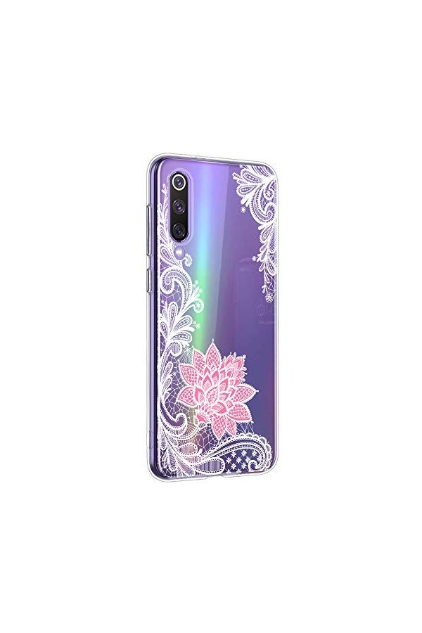 Oihxse Mandala Motif Case Compatible pour Huawei Honor 8C Coque Transparente Silicone TPU Souple Protection Etui Ultra Slim M