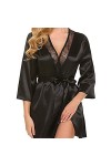 KOOKYY Robe Robe Sexy Robe de Nuit Lingerie Dentelle Ceinture Robe de Bain Vêtements de Nuit Sexy Peignoirs couleur : noir 