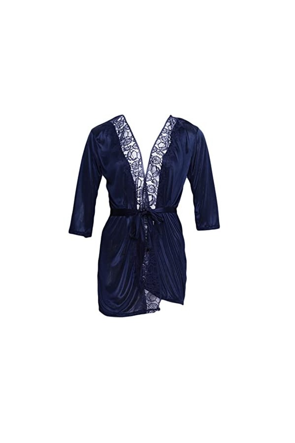 KOOKYY Robe Robe Sexy Robe de Nuit Lingerie Dentelle Ceinture Robe de Bain Vêtements de Nuit Sexy Peignoirs couleur : noir