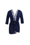 KOOKYY Robe Robe Sexy Robe de Nuit Lingerie Dentelle Ceinture Robe de Bain Vêtements de Nuit Sexy Peignoirs couleur : noir 
