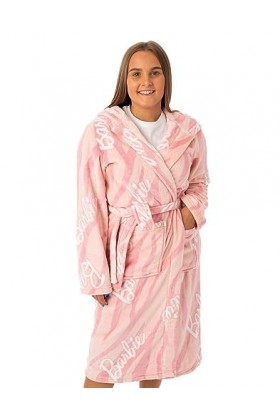 Barbie Womens Pink Hooded Bathrobe | Entrez dans lélégance et le glamour avec la robe de chambre Adoptez le style emblémati