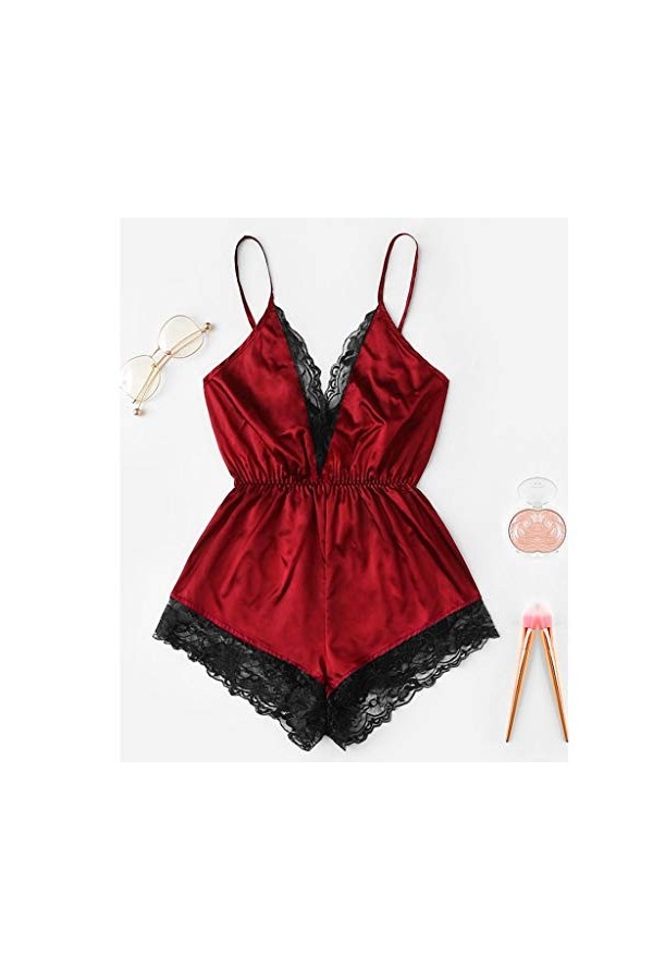 Robe de nuit sexy pour femme - En dentelle - Élégant et confortable - Style rétro - Style sportif - Avec porte-jarretelles, r