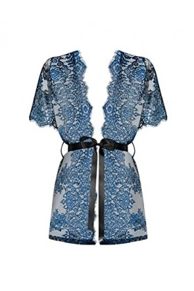 Obsessive M2609 Peignoir pour femme avec string, Noir/bleu., L/XL