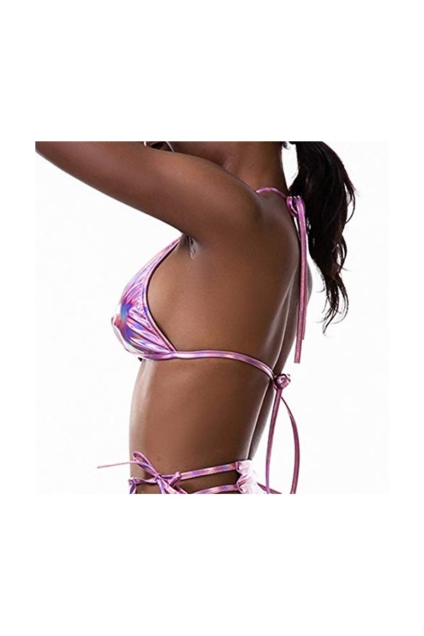 Flyrose Femme Métallique Trou de Serrure Découpe Dos Nu Festival Rave Crop Tu - - Taille L