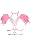 Epaulets à plumes pour femme - Harnais de corps - Lingerie punk - Sangle de poitrine - Festival rave brûlant homme, Couleur p