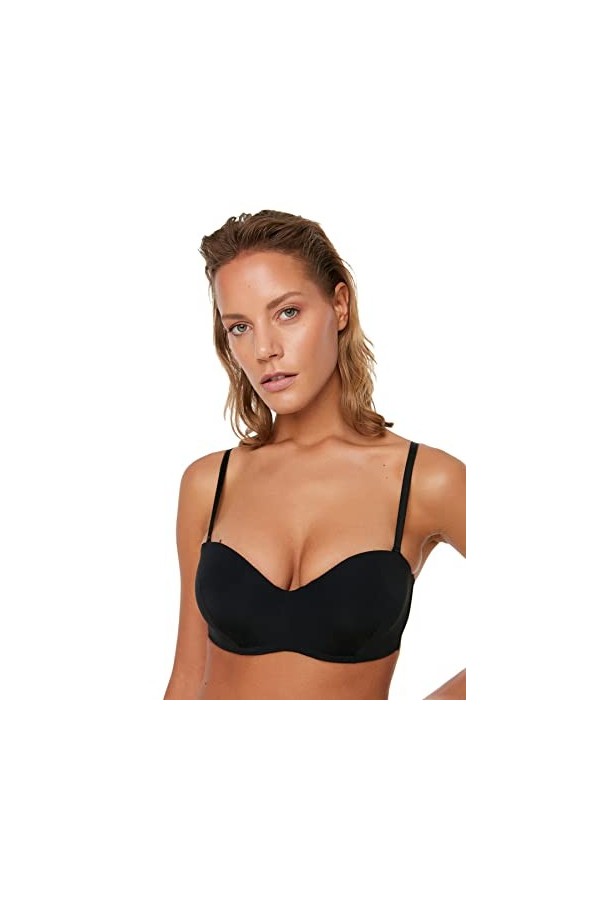 Trendyol Black Whole Cap Brra, sans Rembourrage Bra, Noir, 90B Femme