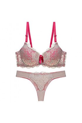 WENJUN Ensemble soutien-gorge sexy grande taille avec soutien-gorge push-up à armatures et string couleur : chair Taille : 8