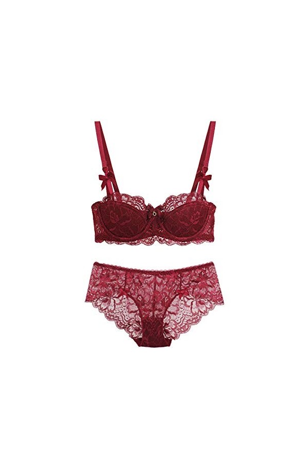 WENJUN Ensemble soutien-gorge et culotte pour femme, grande taille, lingerie sexy en dentelle, ensemble de lingerie deux pièc