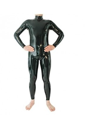 Justaucorps Gummi en Caoutchouc Catsuit en Latex pour Homme Noir avec Fermeture à Glissière Dos à Deux Sens à Travers lEntre