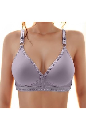 Soutien-gorge de sport sexy sans anneau en acier confortable et fin pour personnes âgées et moyennes, bleu, 38