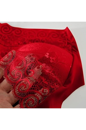 Soutien-gorge en dentelle pour femme - Grande taille - Soutien-gorge push-up - Soutien-gorge à lacets, rouge, XL