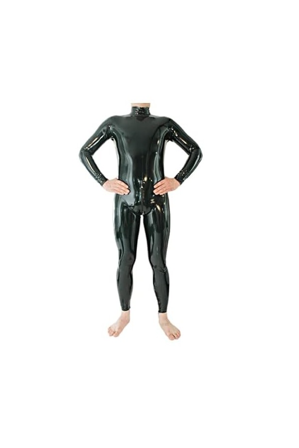 Justaucorps Gummi en Caoutchouc Catsuit en Latex pour Homme Noir avec Fermeture à Glissière Dos à Deux Sens à Travers lEntre